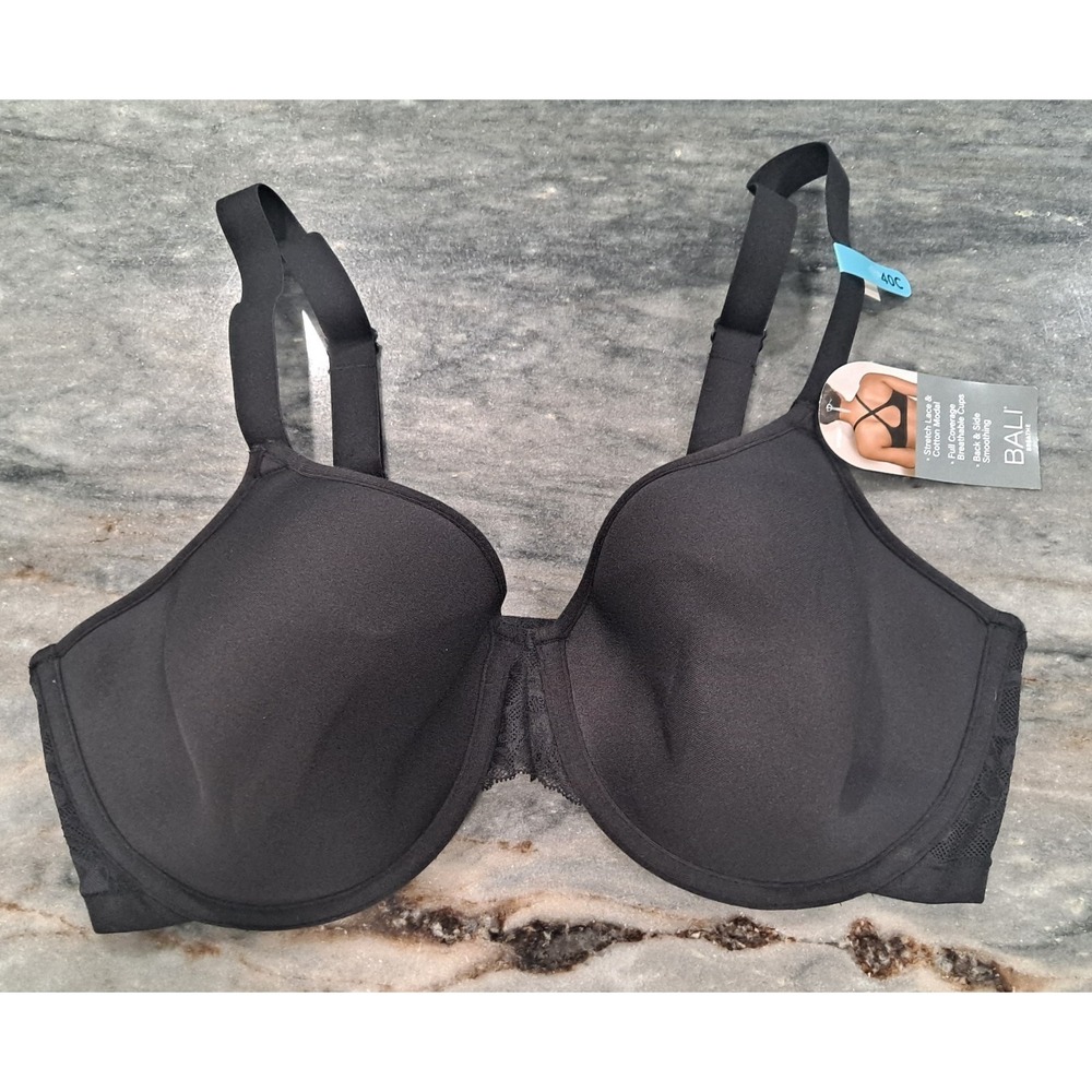 NEW Bali Women's Breathe Lightweight T-Shirt Bra Black Size 40C DF7592
